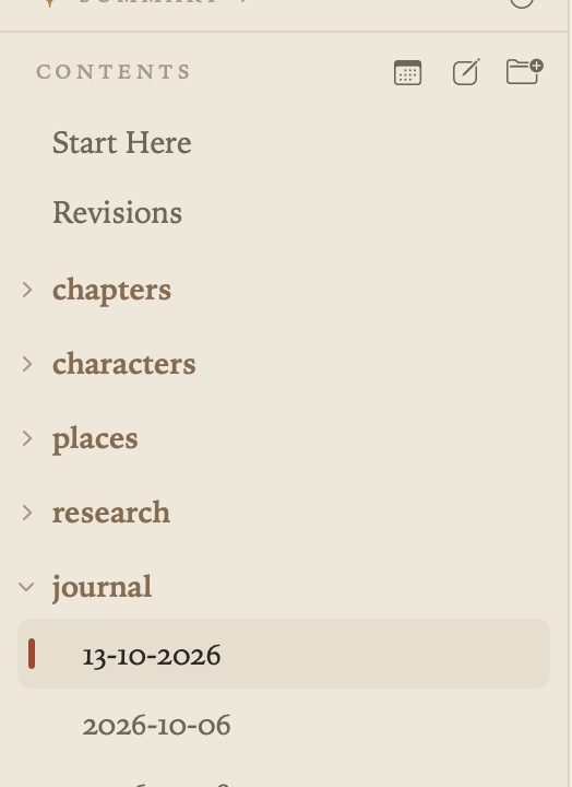 Journal entries in the journal folder