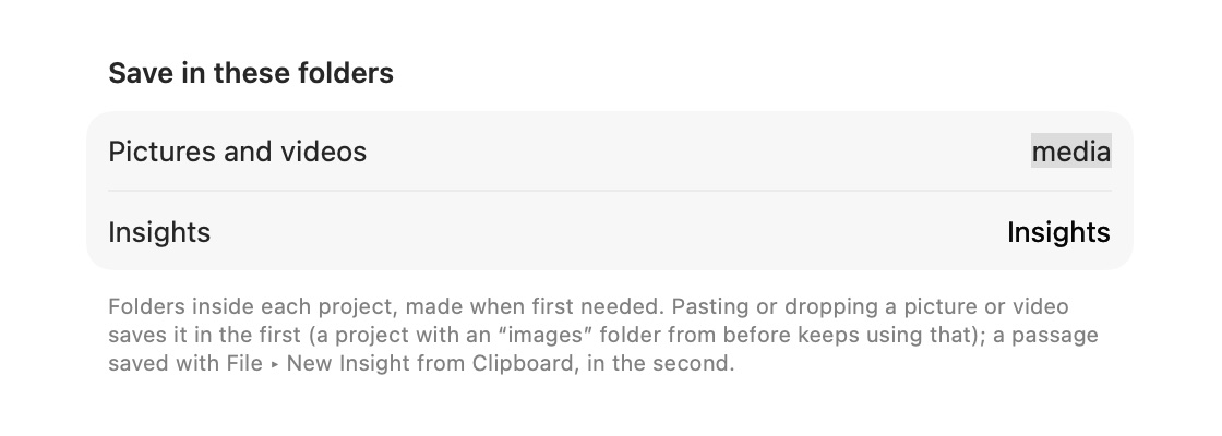 Settings ▸ General ▸ Save in these folders