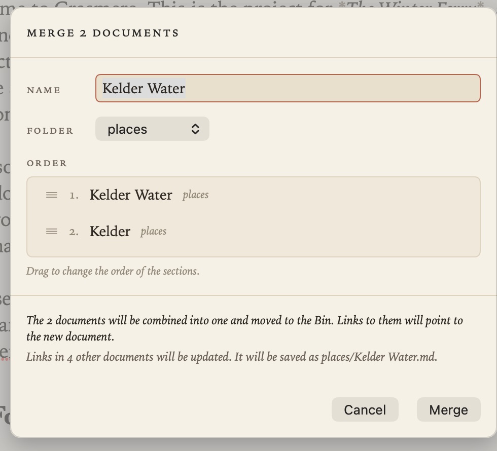 Merging two documents