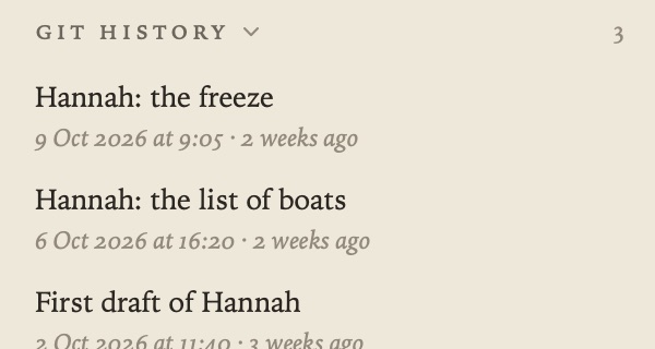 A document’s history from git