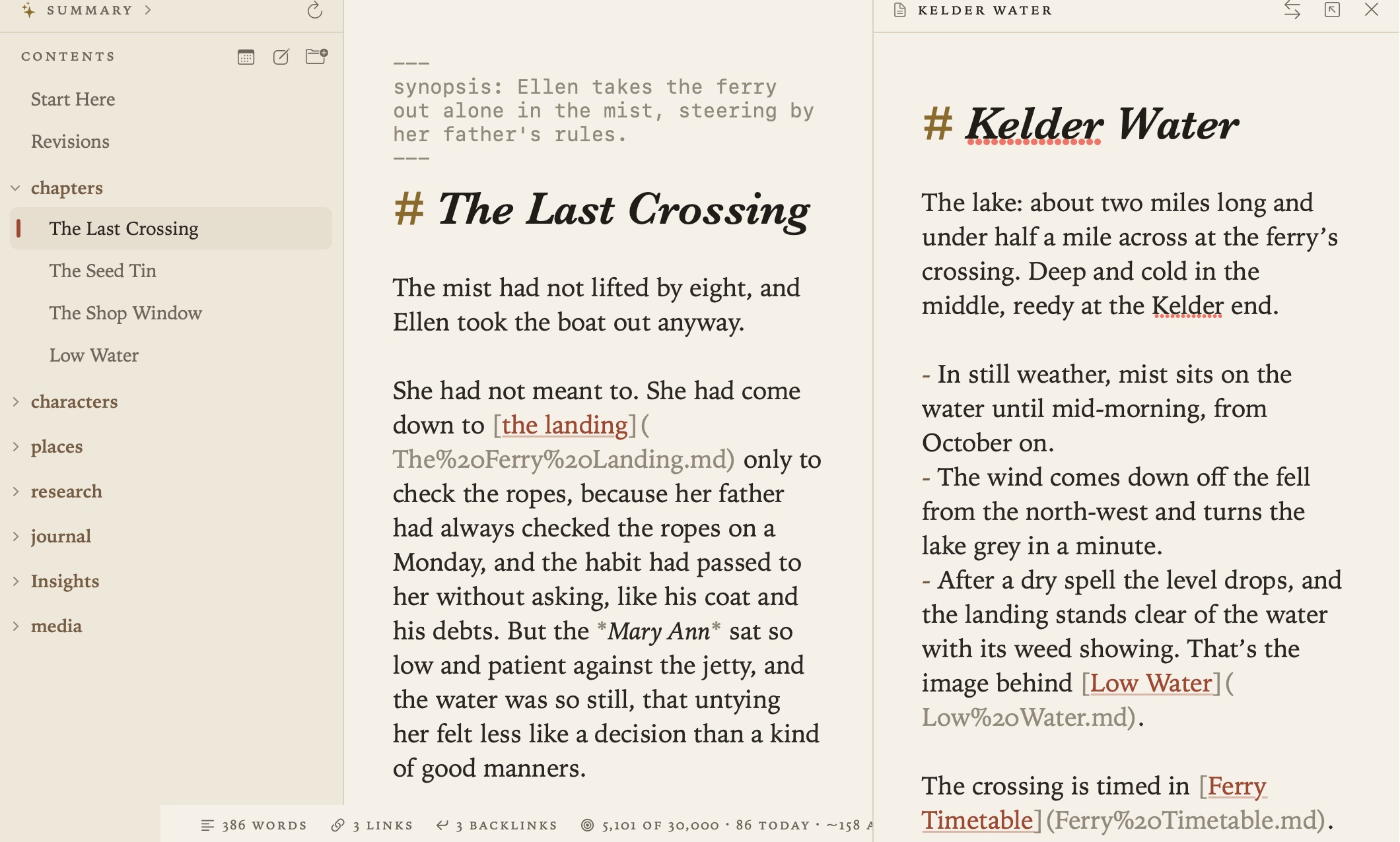A document beside the page in split view