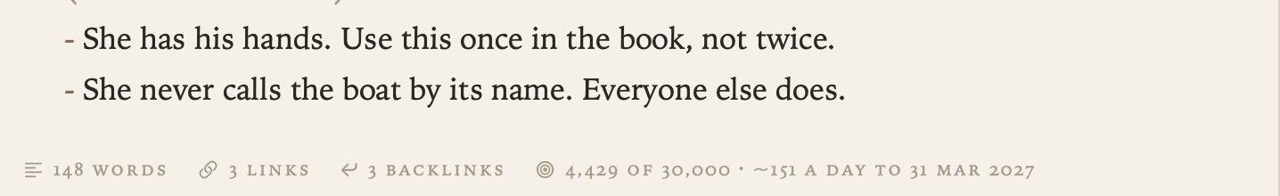 The word count beneath the page